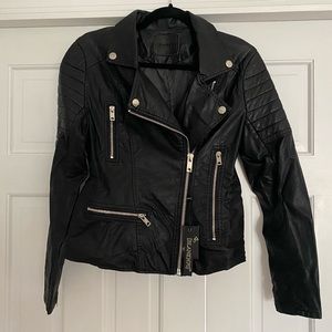 Blank NYC new with tags faux leather black moto jacket size small.